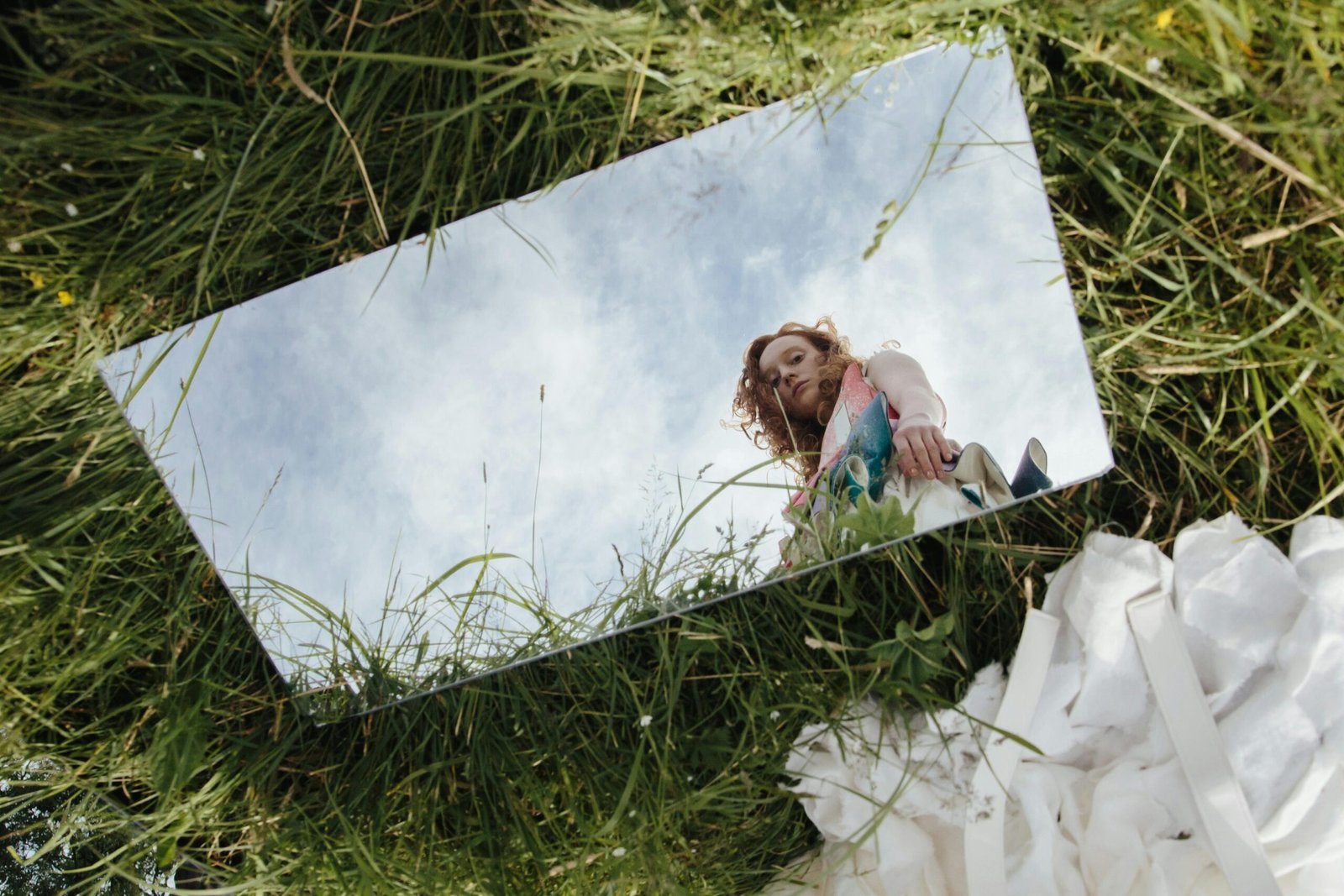 A woman looking into the mirror